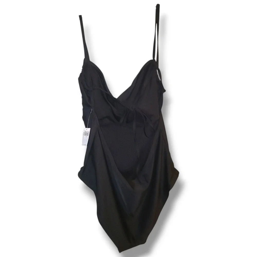 NWT Old Navy XL Black One Piece Swimsuit + Long Sleeve Side Tie Rash Guard